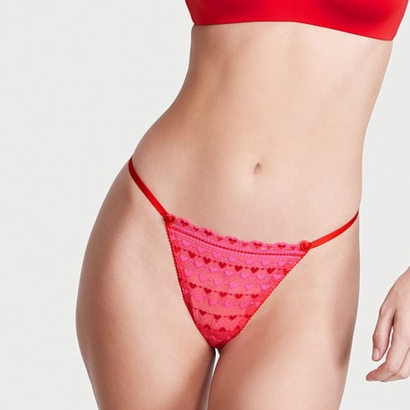 Victoria's Secret Stretch Cotton V-String Panty Pink Fever Medium NEW - Picture 1 of 7